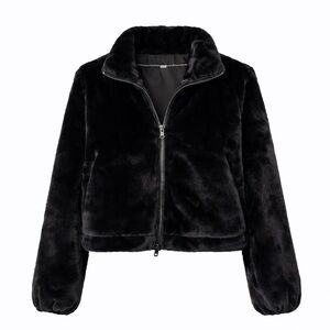Women's Black Teddy Fur Coat Jacket